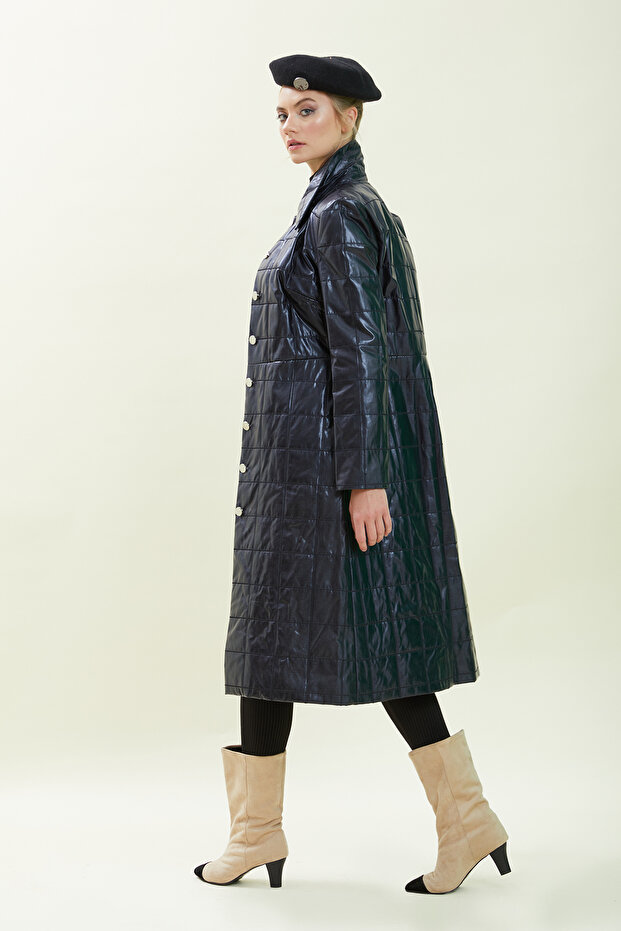 Lacivert Kapitone Kaban - 3