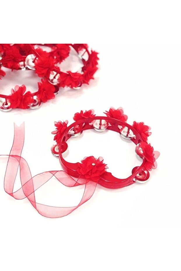 Laser Cut Rose and Ribbon Decorated Plastic Tambourine Henna Defi Henna Material 10pcs