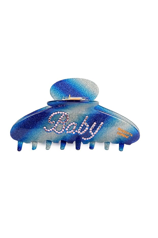 Women's Baby Jewelled Silvery Blue Stretchy Black Latch Buckle, Quality Bone Material