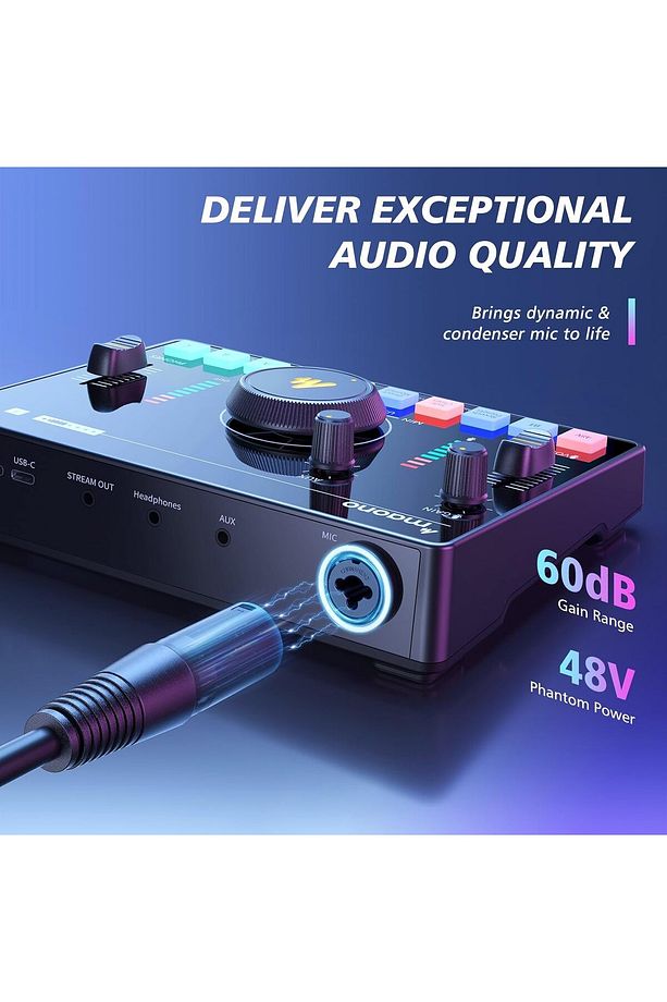 MaonoCaster AMC2 Profesyonel Ses Mikseri, Bluetooth, 48V Fantom Besleme, Podcast ve Canlı Yayın İçin - 2