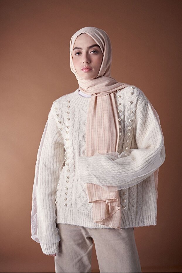 شال من سلسلة Misto Cotton باللون البيج الرملي