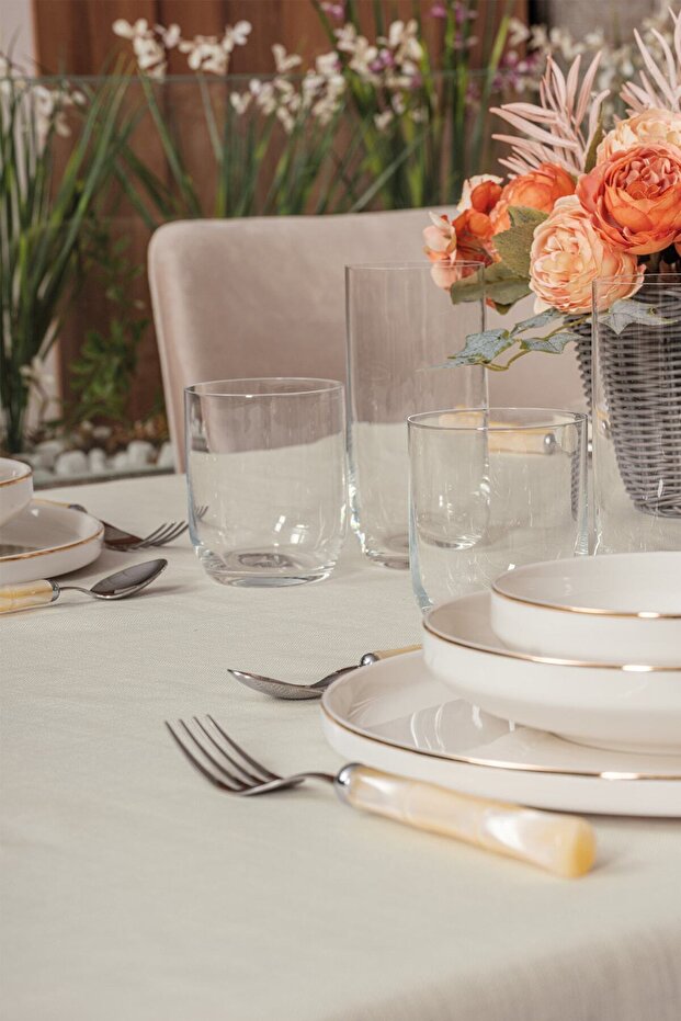 Plain Masa Örtüsü Krem 155x220 - 2