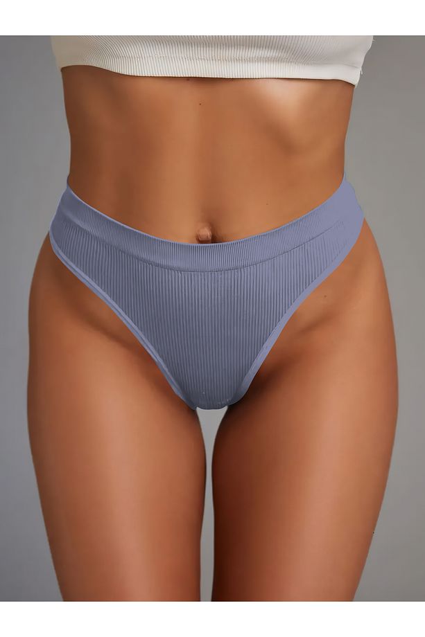 Paulo Model Esnek Ve Yumuşak Kumaşlı Fitilli String Spor Külot Lila Renk - 3