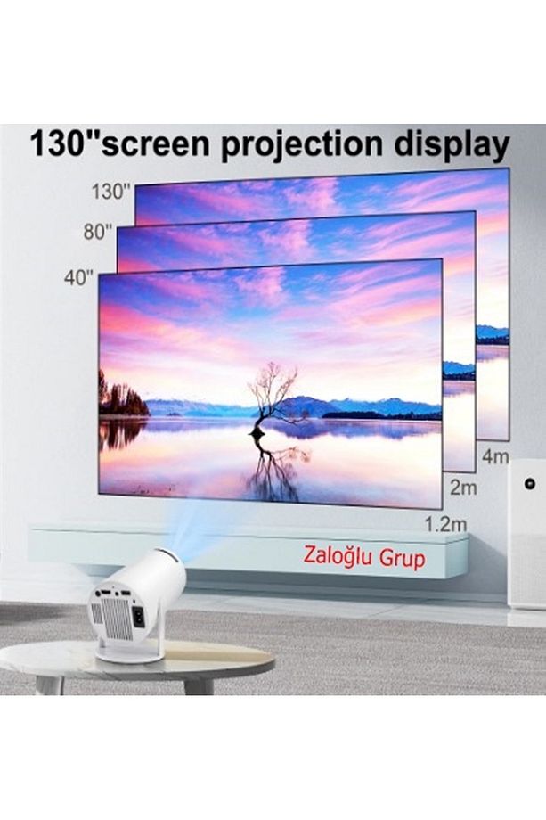 Taşınabilir Yeni Model Projeksiyon Türkçe Menü Smart Android 11 Yüklü 130 Inç 4k - 4