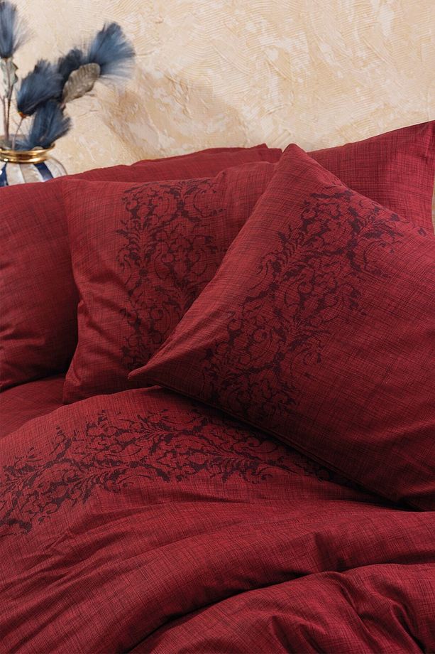 Plain Tek Kişilik Nevresim Takımı Sooty Bordo - 2