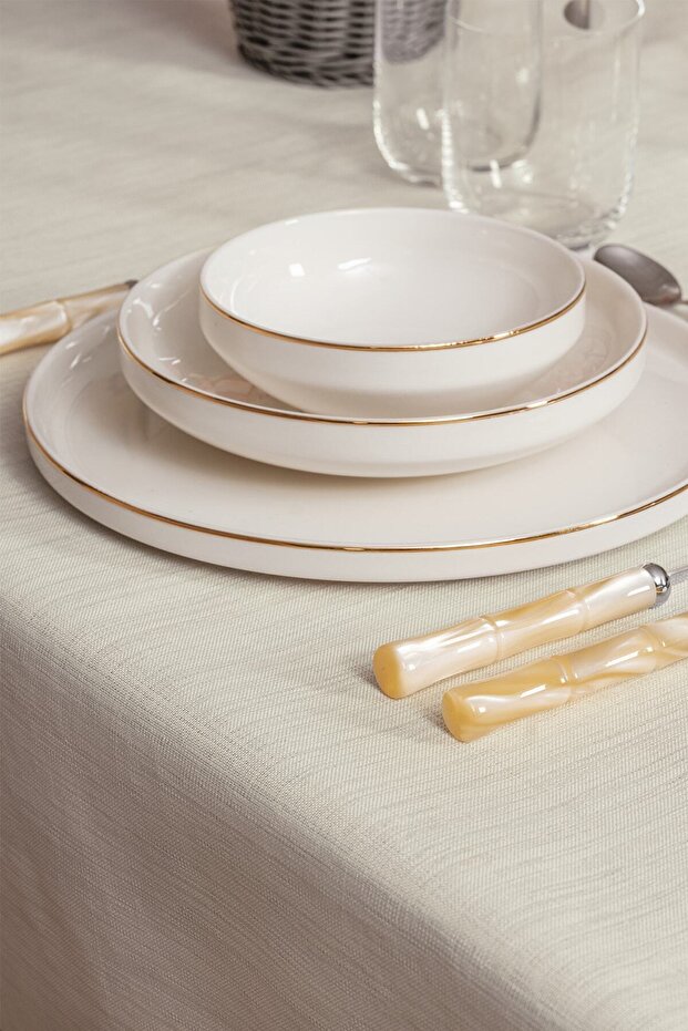Plain Masa Örtüsü Krem 155x220 - 4