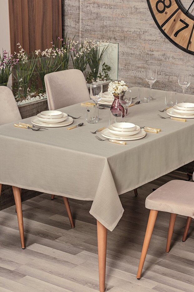 Plain Masa Örtüsü Bej 155x220 - 1