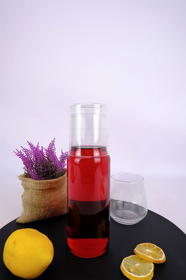 Cam Kapaklı Başucu Su ve Meşrubat Sürahisi Karaf Şişe 600 Ml – H2O75975 C1-1-18 - 2