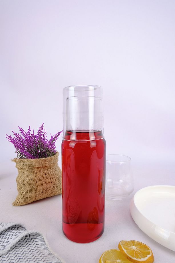 Cam Kapaklı Başucu Su ve Meşrubat Sürahisi Karaf Şişe 600 Ml – H2O75975 C1-1-18 - 1