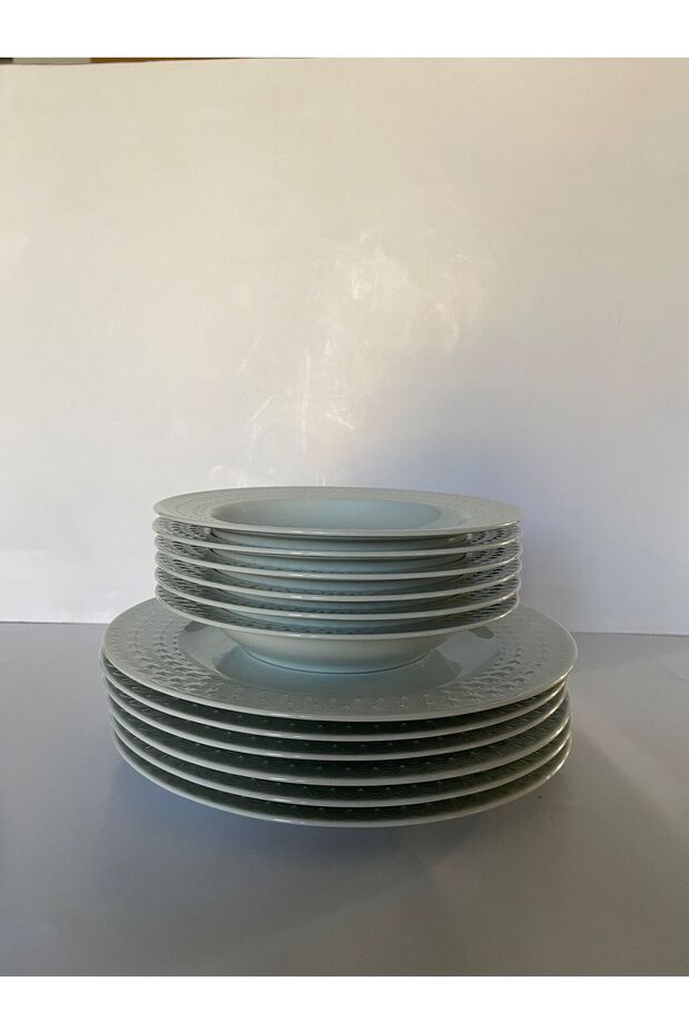 6 Adet Porselen Yemek Tabağı + 6 Adet Servis Tabağı - 4