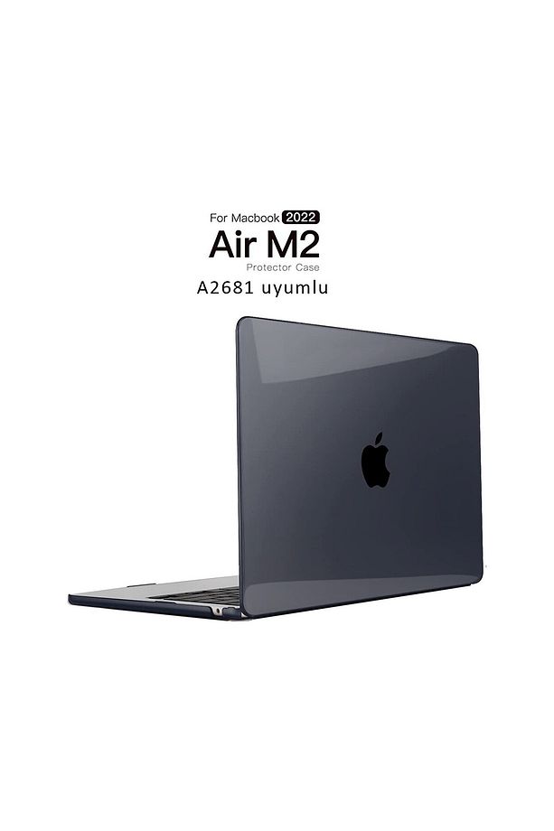 MacBook Air M2 13.6 A2681 2022 Kristal Siyah Kılıf Kapak Koruma - 3