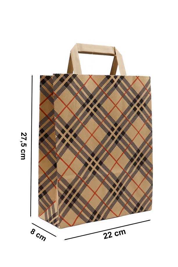 Desenli Doğa Dostu Kağıt Saplı Kraft Çanta 22 X 27,5 X 8 Cm 3 Adet, Hediye Poşeti - 3