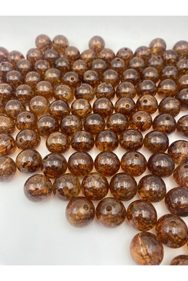 100gr 20mm Brown Marbled Glitter Acrylic Beads, Bag Beads (100gr, ~22 Pieces)