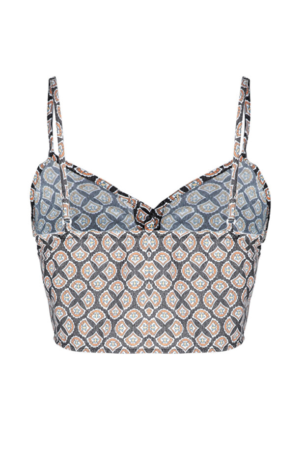 Çok Renkli Askılı Düğmeli Crop Dokuma Bluz TWOSS24BZ00163 - 8