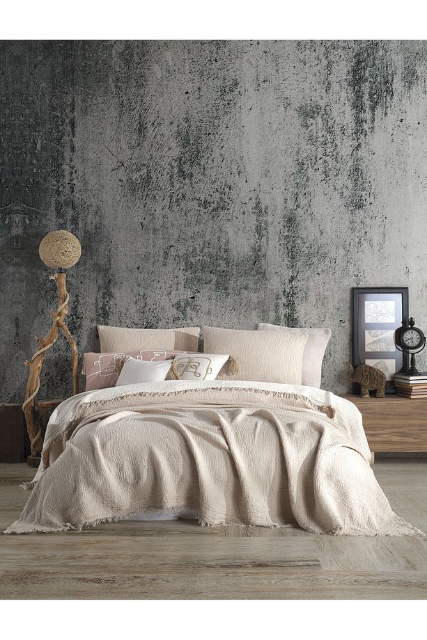Vizon Tek Kişilik 160 X 240cm Yatak Örtüsü/1 Adet 50x70cm Yastık 4 Katlı Multi Muslin %100 Pamuk - 4