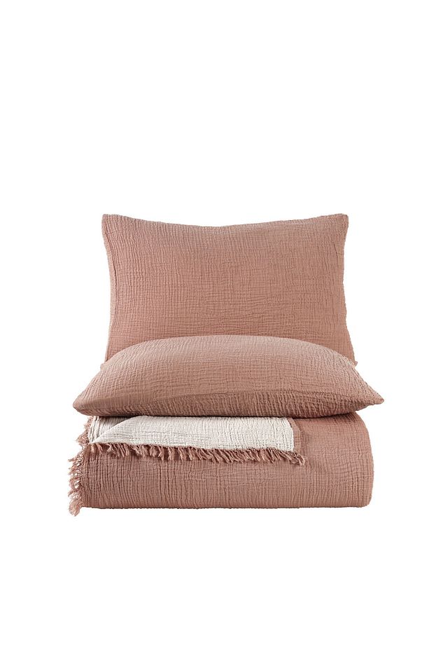 Kiremit Tek Kişilik 180x240cm Yatak Örtüsü/1 Adet 50x70cm Yastık 4 Katlı Multi Muslin %100 Pamuk - 8