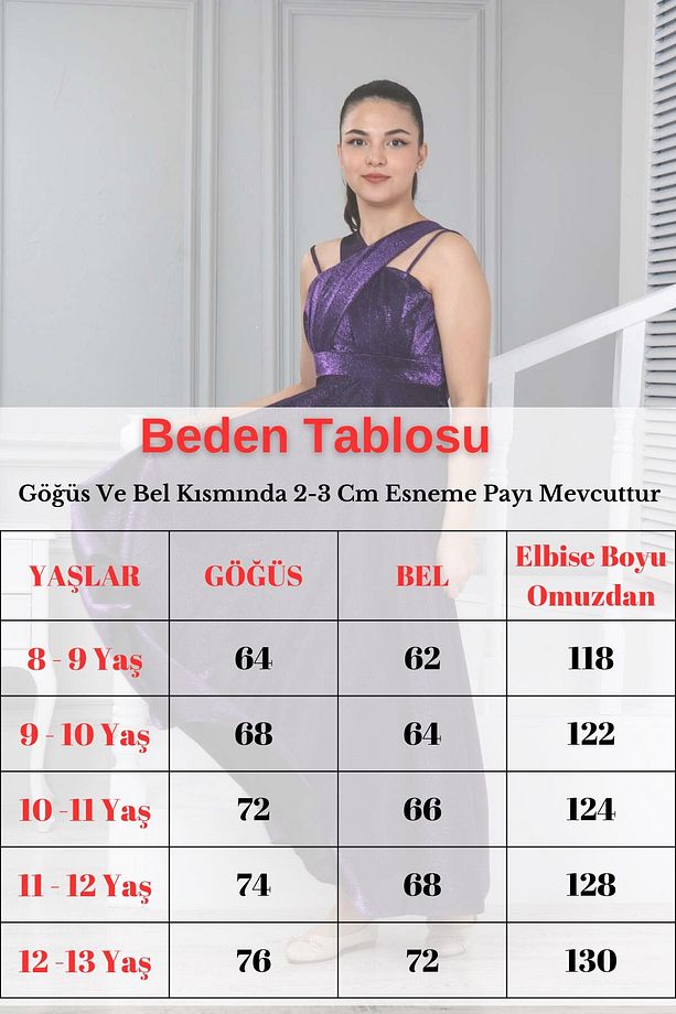 Cocuk Uzun  Elbisesi9 Yaş-10 Yaş-11 Yaş-12 Yaş-13 Yaş - 3