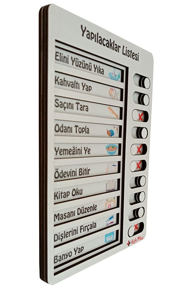 Ahşap Yapılacaklar Listesi-Günlük Rutin Listesi-Kontrol Listesi-Eğitici Oyuncak - 2