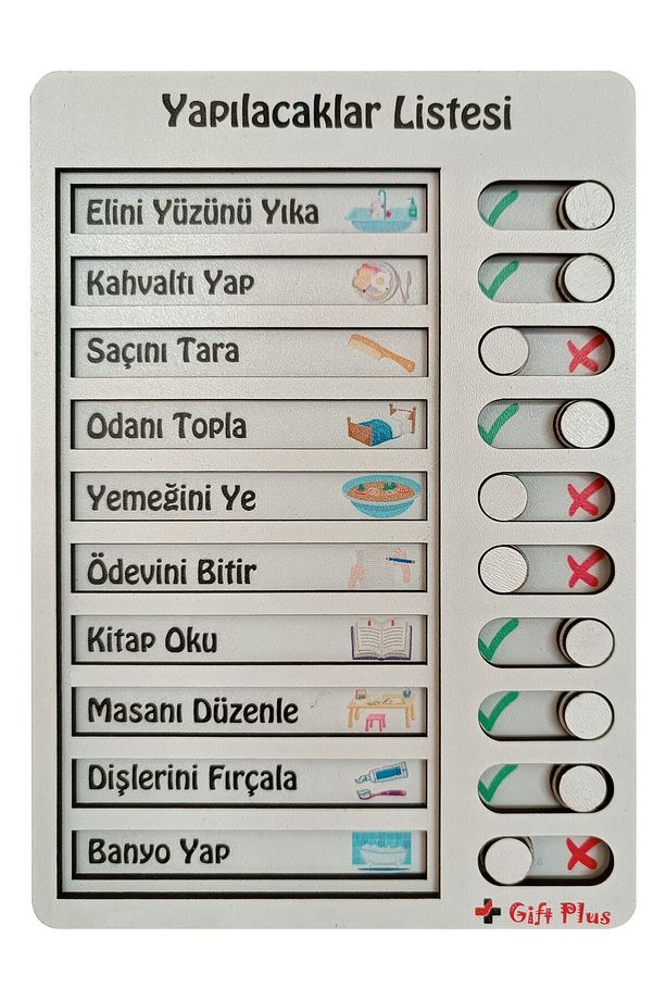Ahşap Yapılacaklar Listesi-Günlük Rutin Listesi-Kontrol Listesi-Eğitici Oyuncak - 1