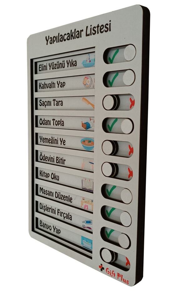 Ahşap Yapılacaklar Listesi-Günlük Rutin Listesi-Kontrol Listesi-Eğitici Oyuncak - 3
