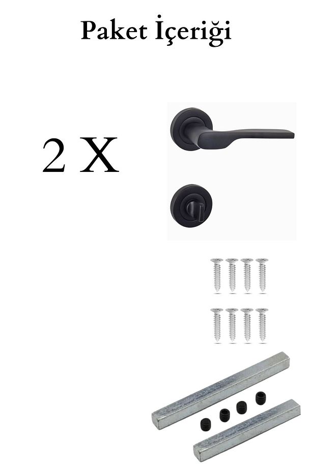 Modern Dekor Siyah Yuvarlak Rozetli Kapı Kolu - Eda Yuvarlak Serisi - Rozetli Kapı Kolu Wc Siyah - 2