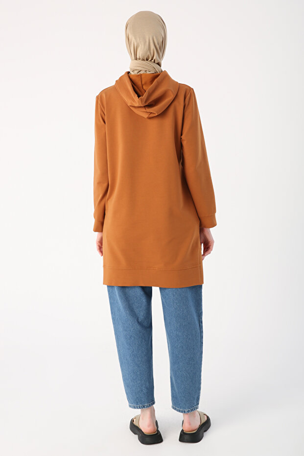 Mustard Slit Hooded Basic Sweat Tunic - 4