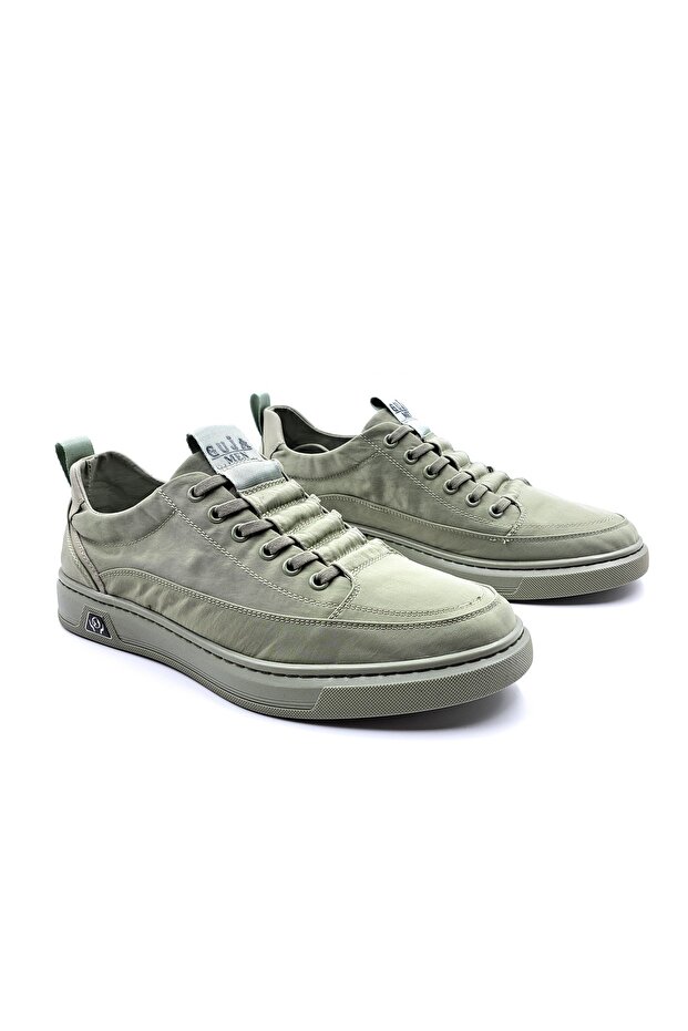 Green Men's Canvas Linen Shoes with Rubber Laces