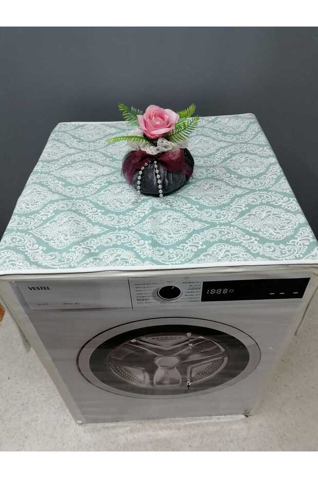 GREEN WHITE DUCK FABRIC WASHING AND DRYER COVER 120X60CM