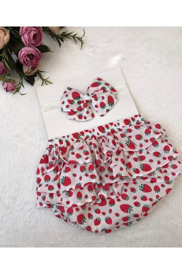 Çilek Desen Şort Bandana Set - 1