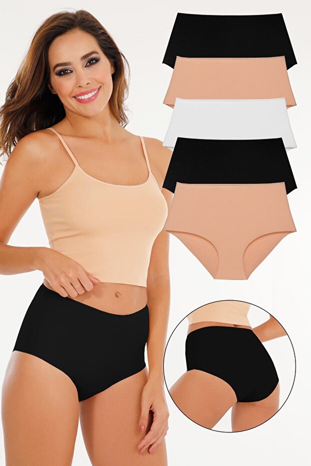 Women's High Waist Laser Cut Mixed Color 5 Pack