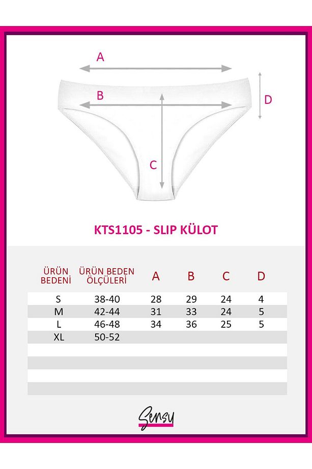 Kadın Düz Slip Model Külot 3'lü Paket Set Kt1105 - 6