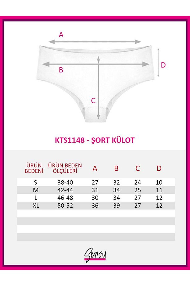 Kadın Pamuklu Şort Külot Karışık Renkler 5'li Paket Set Kts1148 - 6