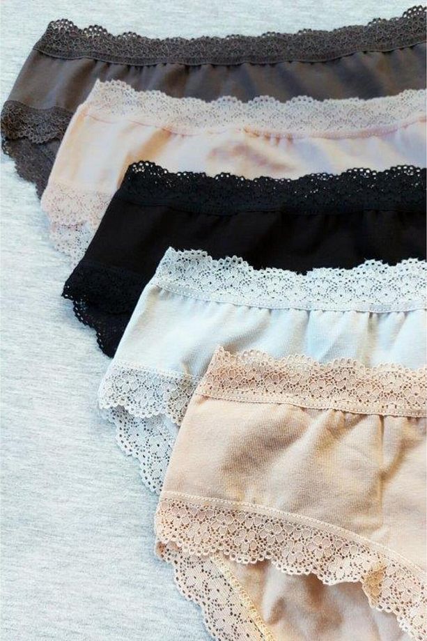 Kadın Dantelli Karışık Renkler Slip Külot 5l Paket Set KTS3070-5 - 6