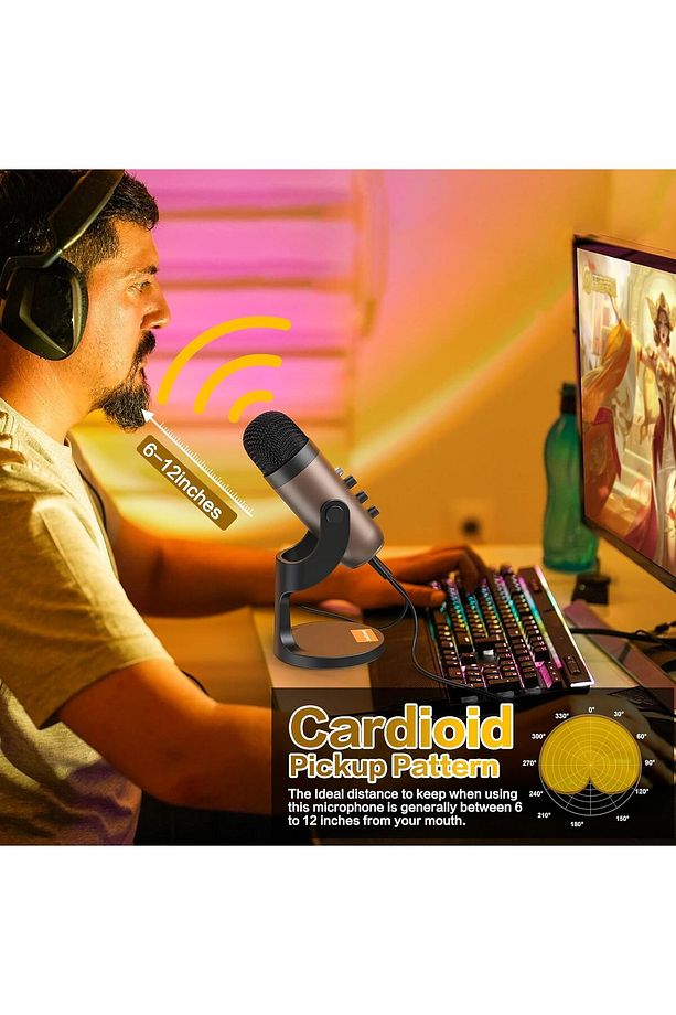 K66 Gold USB Mikrofon: Podcast, Oyun, Akış - Gürültü Önleme, Sessiz Mod, Mac ve Windows Uyumlu - 5