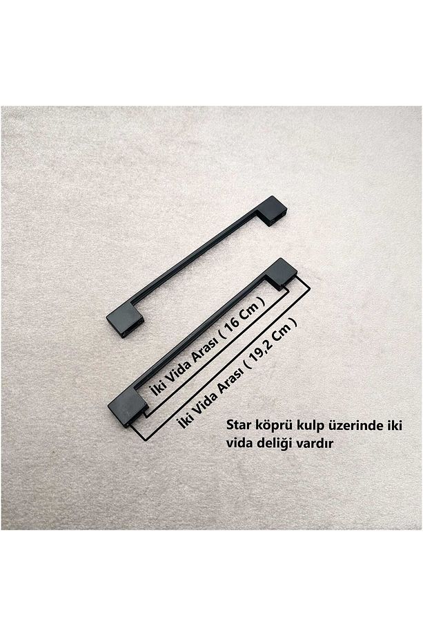 Star Mat Siyah Mutfak Dolap Çekmece Köprü Kulpu 160 Mm 192 Mm (16 Cm - 19,2 Cm) 5 Adet - 2