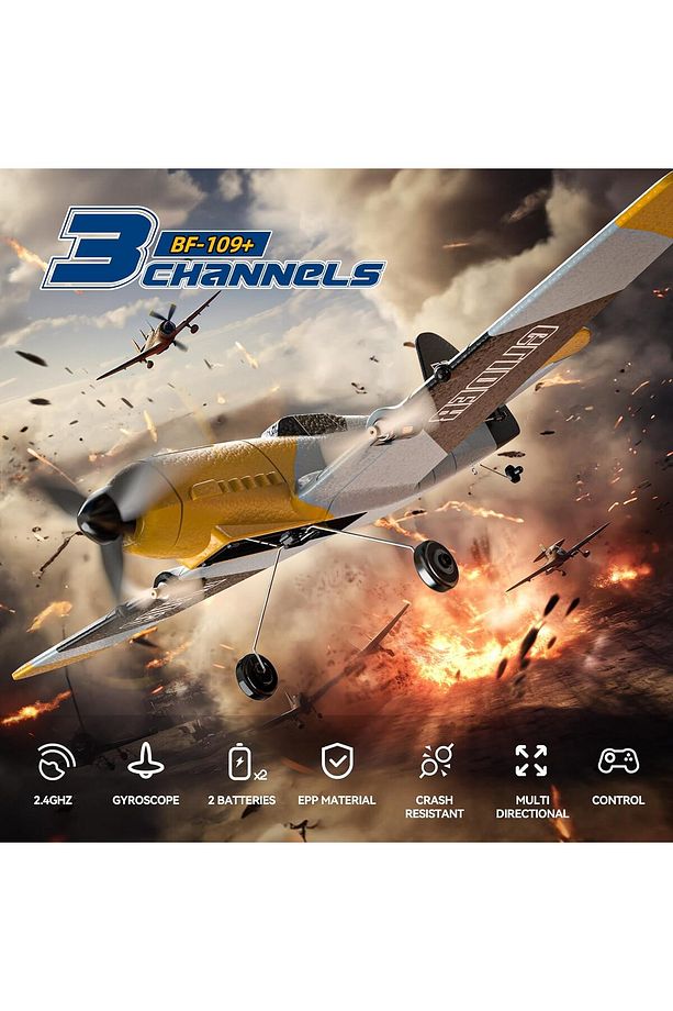 RC Messerschmitt Bf 109 Uçağı, 2,4 GHz, 6 Eksenli Gyro, RTF, Çocuklar ve Yetişkinler İçin - 6