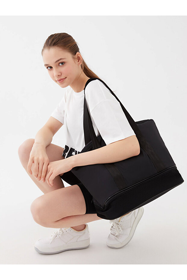 Parachute Fabric Text Printed Women's Sports Bag