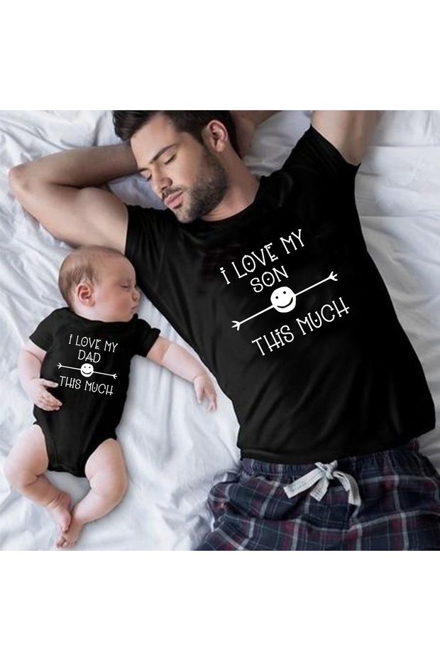 I Love My Dad This Much Black T-Shirt Bodysuit (PREASES 1 PIECE BY EYE)