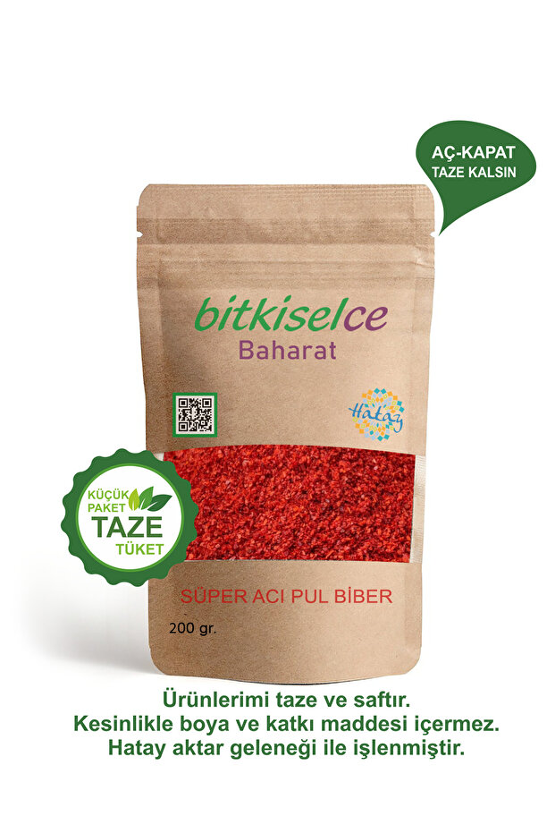 Hatay'dan Doğal Süper Acı Pul Biber 200 Gr.