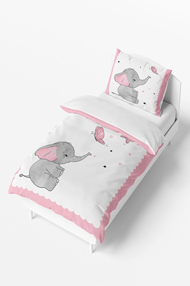 Butterfly Elephant Patterned Kids and Baby Duvet Cover Set TLAN-218