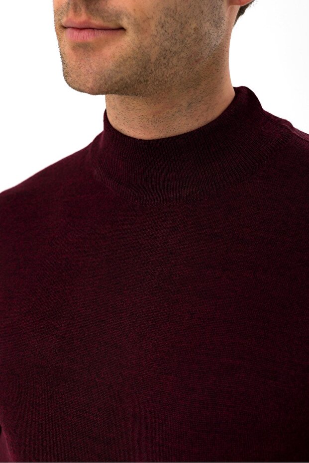 Yarım Balıkçı Yaka Regular Düz Triko - 4