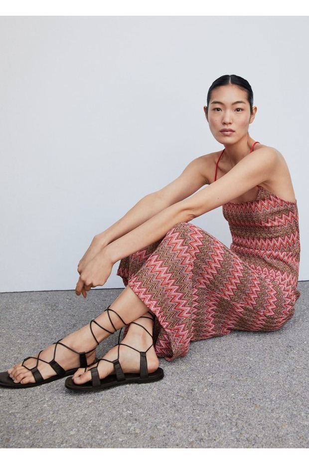 Geometrik dokulu elbise - 6