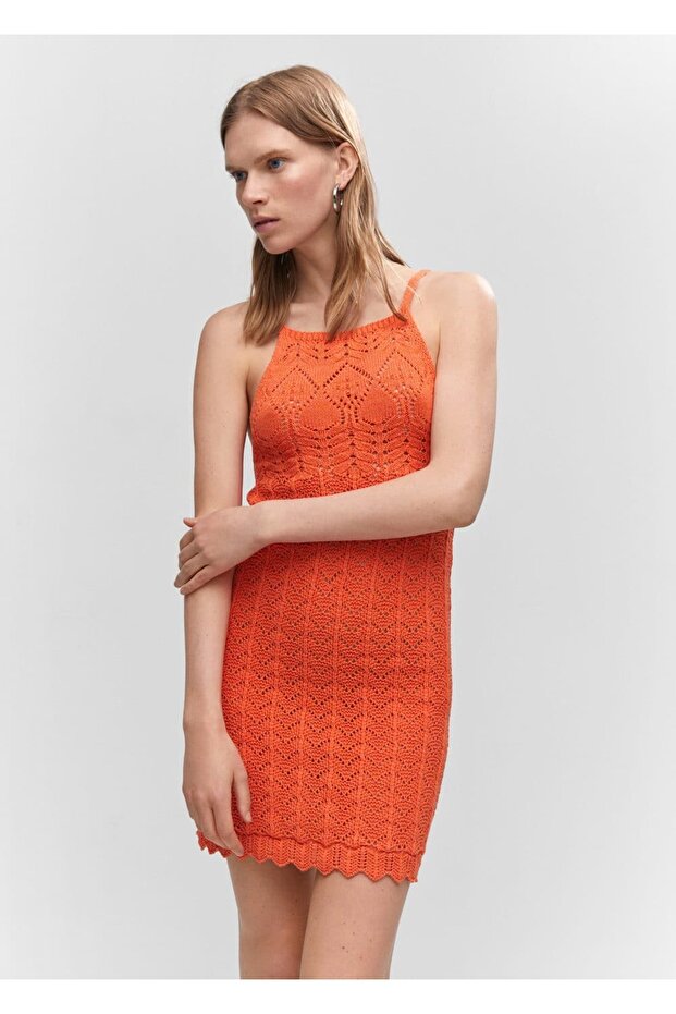 Halter Yaka Triko Elbise - 1