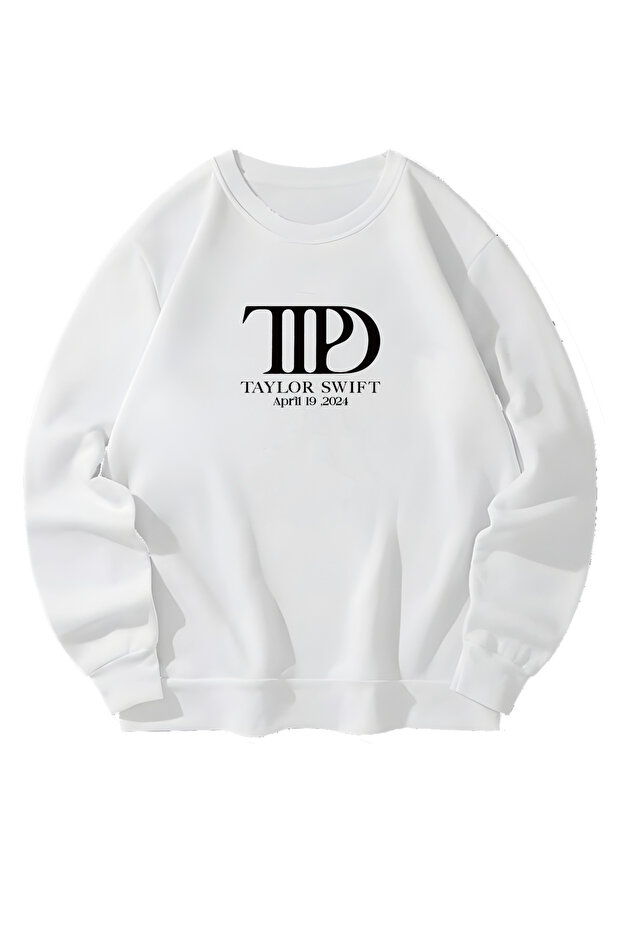 Taylor Swift the Tortured Poets Department Printed White Sweatshirt Unisex Cotton Relaxed Fit