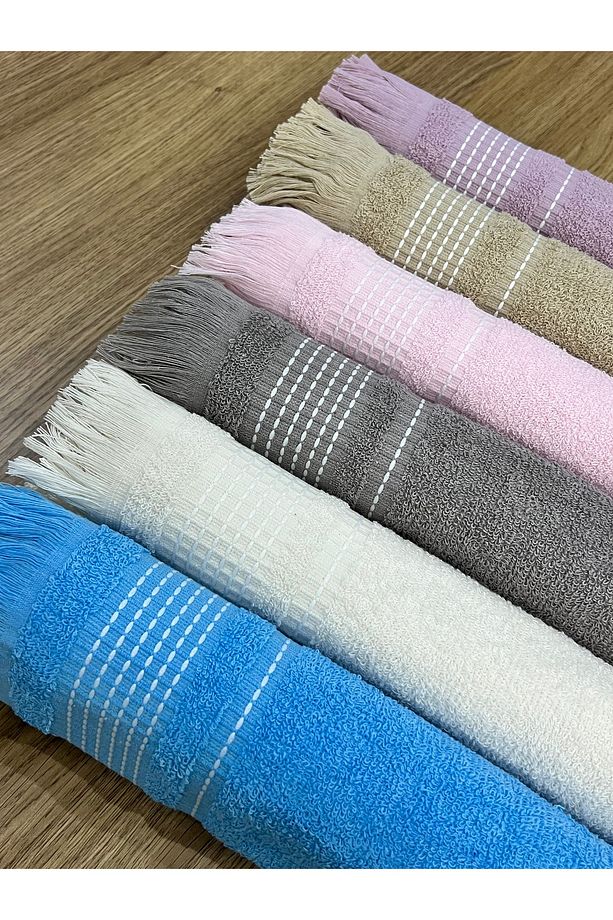 6 Lı Sacaklı 40x80 Cm Jakarlı %100 Pamuk El Ve Yüz Havlu Seti - 4