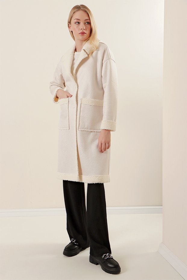 Faux Fur Leather Coat Rd24kb309097