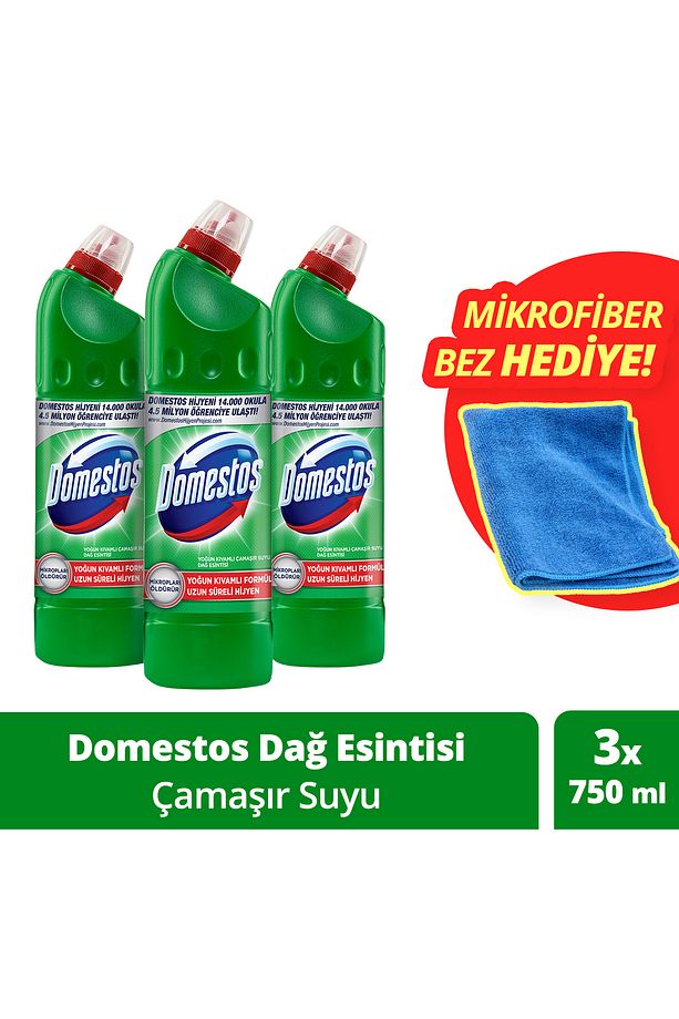 Çamaşır Suyu Dağ Esintisi 750 ml X 3 Mikrofiber Bez 1 Adet - 1