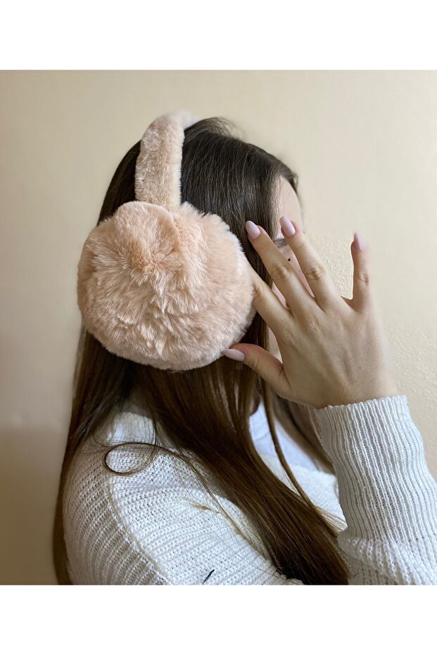Light Salmon Color Cold Protective Soft Plush Furry Winter Earmuff - Soft
