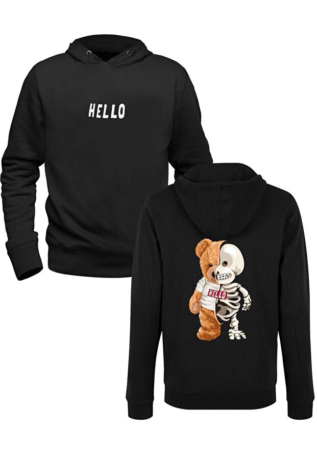 Skeleton Tedy Bear Black Front Back Children's Sweatshirt