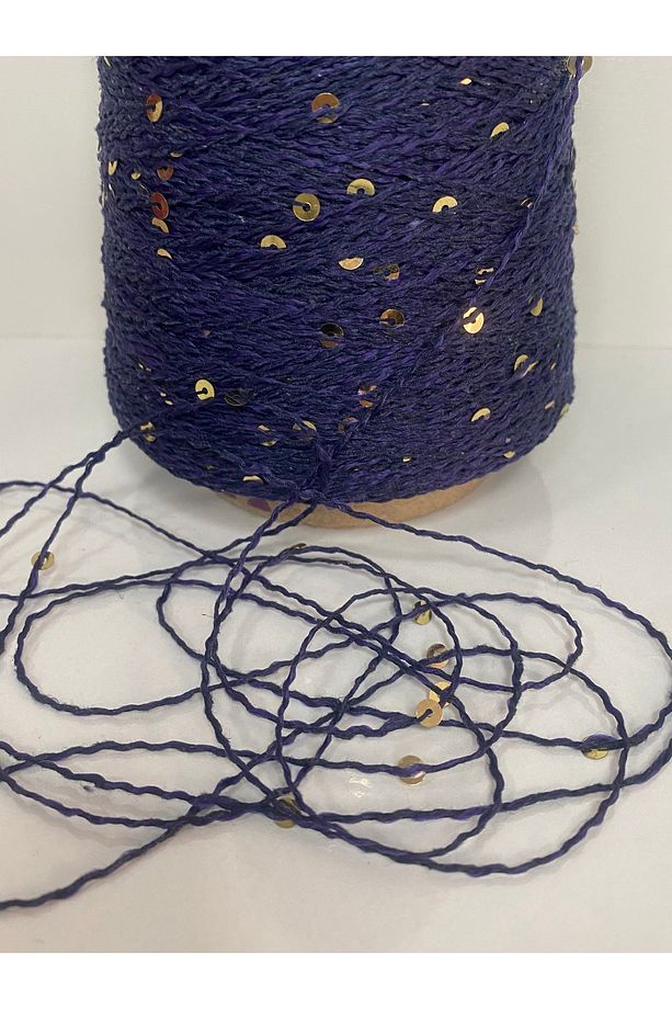 Lacivert 1,5 polyester 4 nm gold pullu görsel net 200 gr - 2